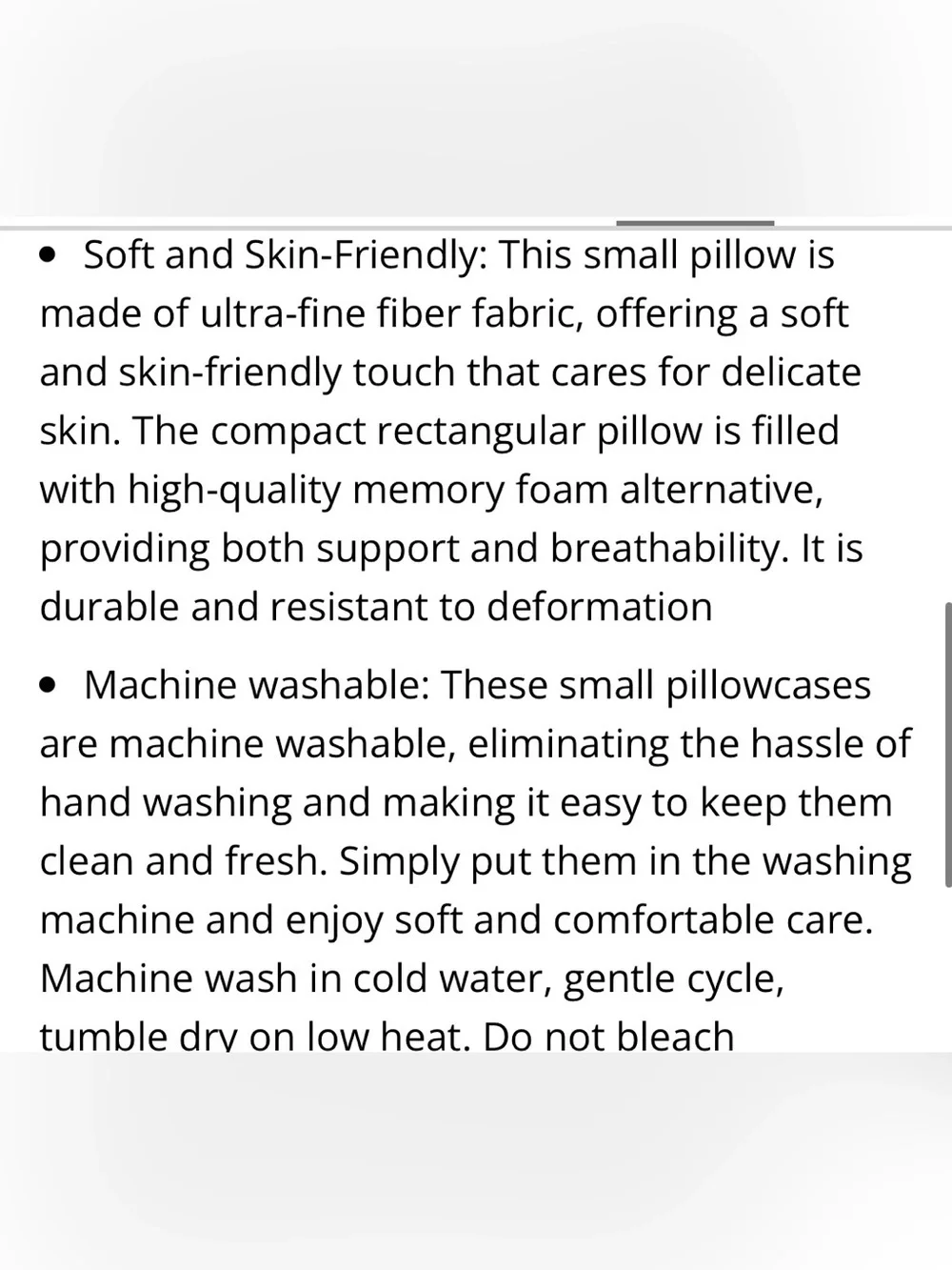 Memory Foam Lumbar Pillows with Pillowcases 11x7” BLACK (2-Pack)